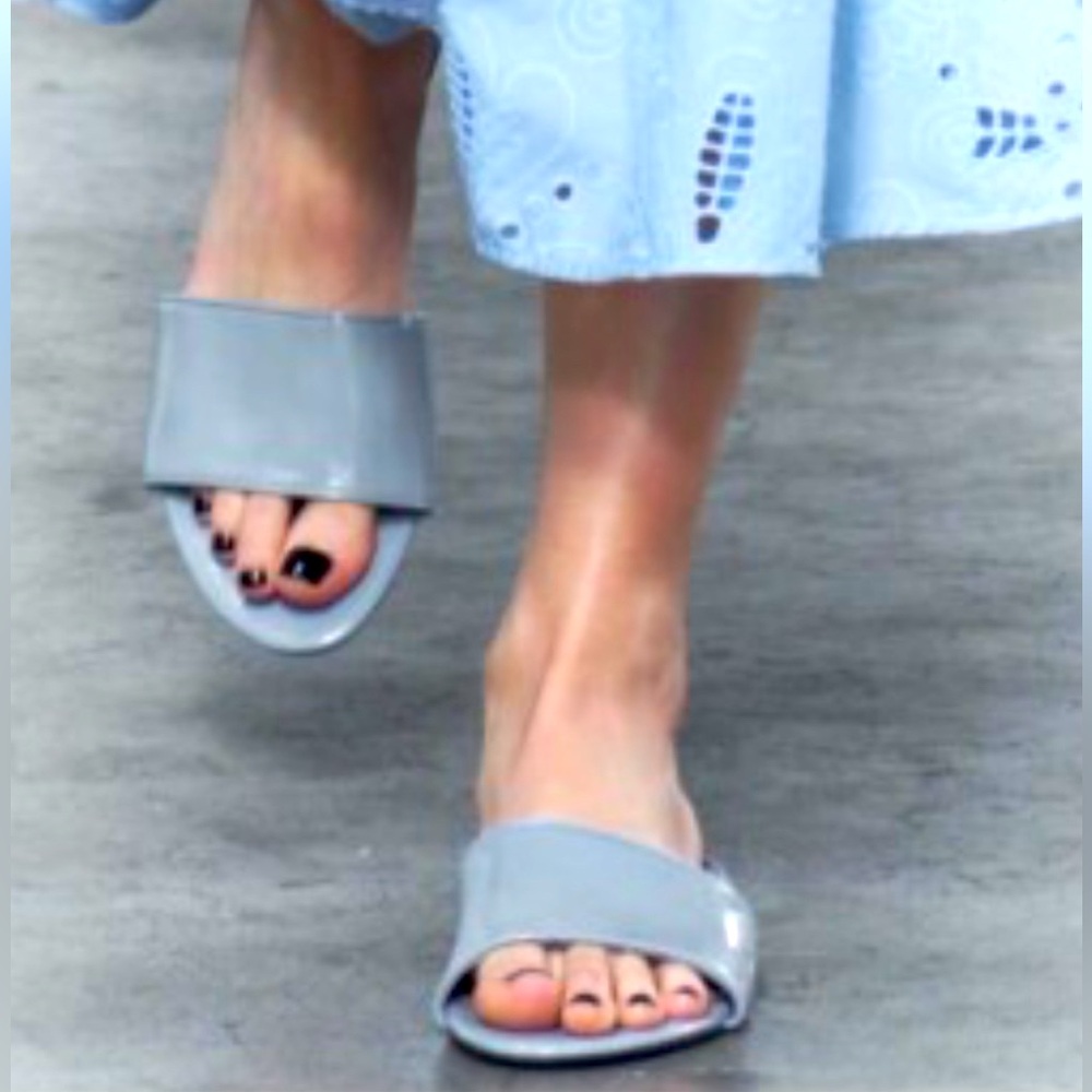 ZARA FAUX PATENT LEATHER FLAT SANDALS